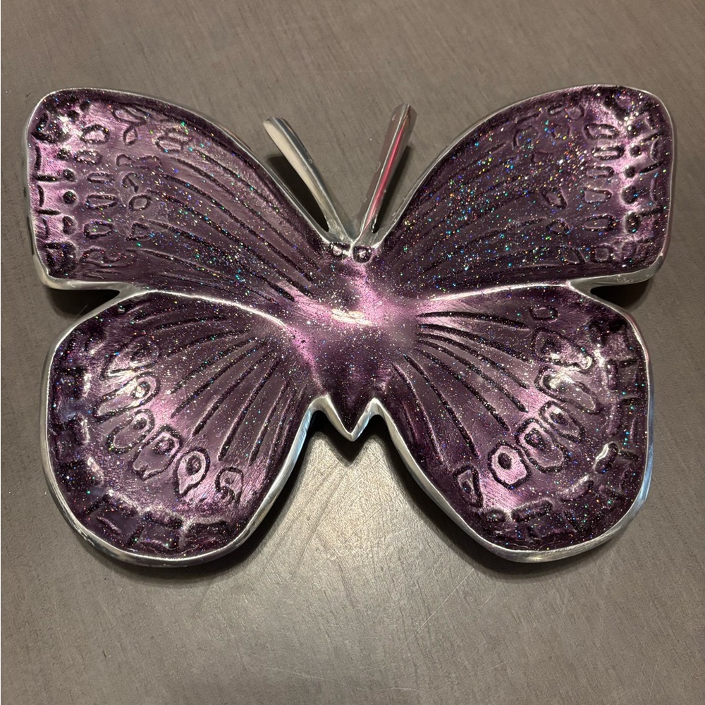 Purple large Glitter Butterfly Trinket Dish